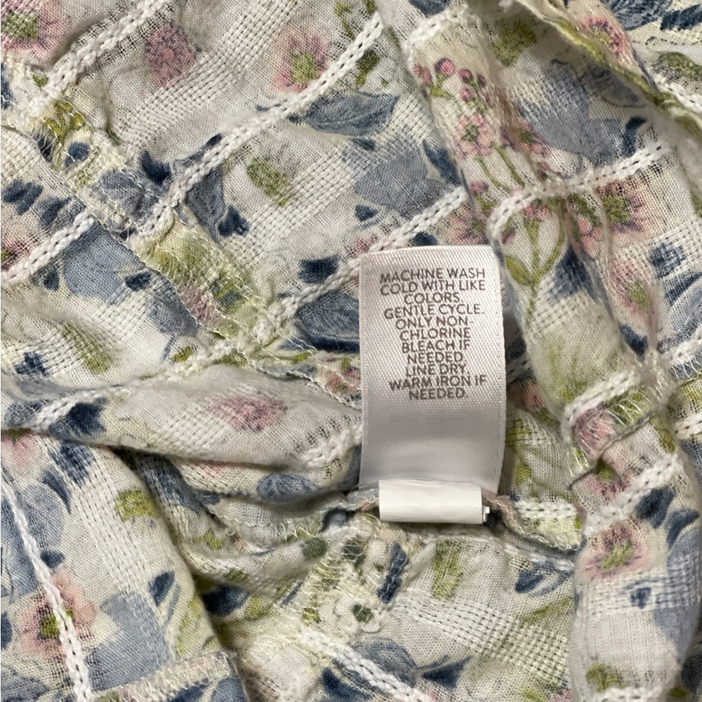 J. Jill Womens Floral Blouse Tiered Textured Size Medium Spring Peasant Fairy - Picture 9 of 12